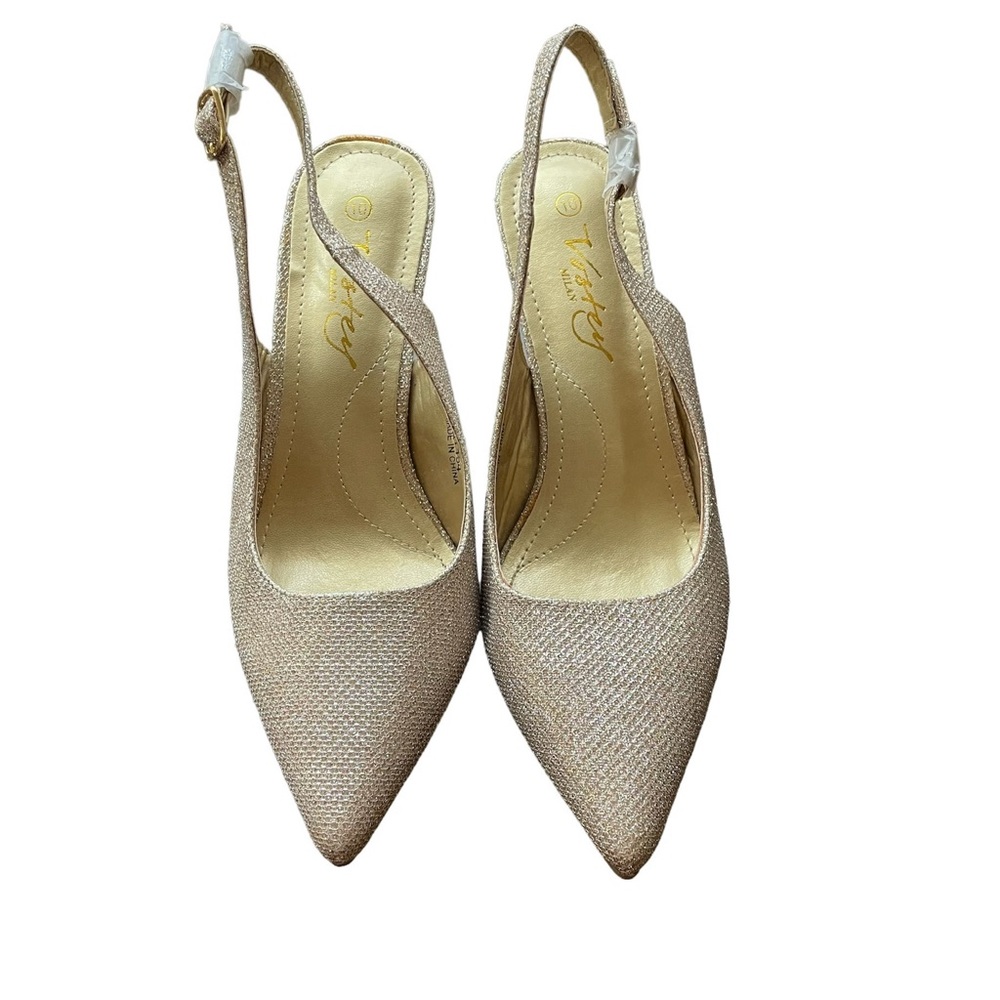 Vostey Gold Glitter Strap Heel - 10 - NWOT